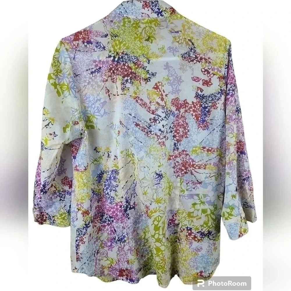 COLDWATER Creek floral button down blouse - Picture 2 of 7